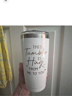 INSULATED TUMBLER White with gold lettering - Heartfelt Gift With Hug